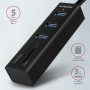 Axagon HMA-CR3A replicatore di porte e docking station per laptop Cablato USB 3.2 Gen 1 (3.1 Gen 1) Type-A Nero