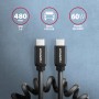 Axagon Data and charging USB 2.0 cable 1.1 m long. PD 60W, 3A. Black twisted. cavo USB 1,1 m USB C Nero (BUCM-CM20TB)