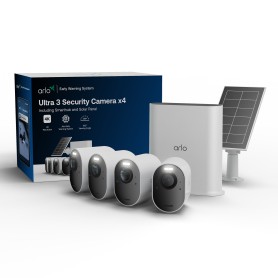 Arlo Ultra Telecamera di sicurezza 3 4K, set da 4 con pannello solare (VMC5450-111EUS)