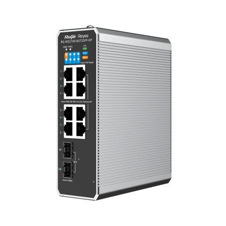 Ruijie Networks RG-NIS2100 Gestito L2 Gigabit Ethernet (10/100/1000) Supporto Power over Ethernet (PoE) Nero, Acciaio inox (RG-NIS2100-8GT2SFP-HP)