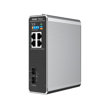 Ruijie Networks RG-NIS2100 Gestito L2 Gigabit Ethernet (10/100/1000) Supporto Power over Ethernet (PoE) Nero, Acciaio inox (RG-NIS2100-4GT2SFP-HP)