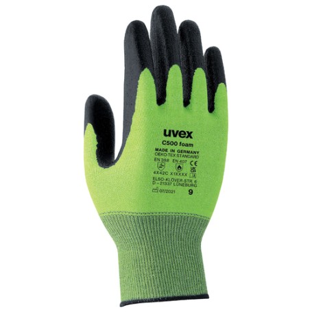 Uvex C500 foam Nero, Verde Polietilene, Viscosa, Poliammide, Vetroresina 1 pz (6049407)