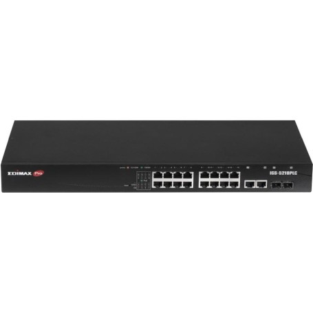 Edimax Pro IGS-5218PLC - Switch - Industrie, Überwachung, VLAN, PoE+, Web, Smart - Smart - 16 x 10/100/1000 (PoE+) + 2 x Combo 