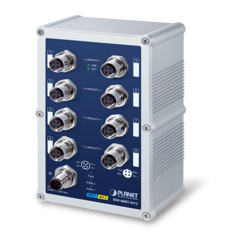 PLANET ISW-800T-M12 switch di rete Non gestito L2 Fast Ethernet (10/100) Blu, Grigio (ISW-800T-M12)