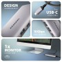 Axagon HMC-6G2L replicatore di porte e docking station per laptop Cablato USB 3.2 Gen 2 (3.1 Gen 2) Type-C Alluminio