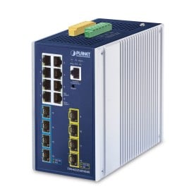 PLANET IP30 DIN-rail Industrial L3 Gestito Gigabit Ethernet (10/100/1000) Alluminio, Blu (TSN-6325-8T4S4X)