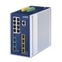 PLANET IP30 DIN-rail Industrial L3 Gestito Gigabit Ethernet (10/100/1000) Alluminio, Blu (TSN-6325-8T4S4X)