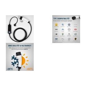 IWH Ladekabel für E-Autos, 1x Typ 2 Stecker, schwarz zum Laden von E-Autos an Haushaltssteckdosen mit Typ 2 - 1 Stück (75800)