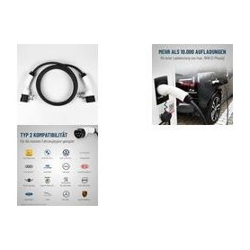 IWH Ladekabel für E-Autos, 2x Typ 2 Stecker, schwarz zum Laden von E-Autos an Ladesäulen mit Typ 2 - 1 Stück (75801)