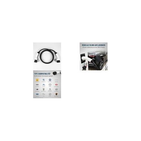 IWH Ladekabel für E-Autos, 2x Typ 2 Stecker, schwarz zum Laden von E-Autos an Ladesäulen mit Typ 2 - 1 Stück (75801)