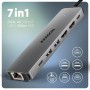 Axagon HMC-7HX2 replicatore di porte e docking station per laptop Cablato USB 3.2 Gen 1 (3.1 Gen 1) Type-C Grigio