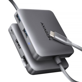 Axagon N HMC-5HL USB 5Gbps hub 2x USB-A HDMI 4k/60Hz RJ-45 GLAN PD 100W kabel USB-C Cablato USB 3.2 Gen 1 (3.1 Gen 1) Type-C Arg