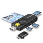 Axagon CRE-SMP2A USB Smart card & SD/microSD/SIM PocketReader lettore di card readers Interno USB Type-A/USB Type-C Nero