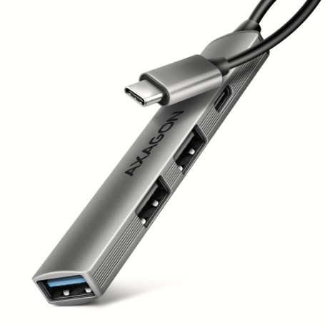Axagon HUB USB HUE-STC, 4x USB ALU STRIP hub, 1x USB-A 5Gbps, 2x USB-A & 1x USB-C 480Mbps, kabel USB-C 12cm USB 3.2 Gen 1 (3.1 G