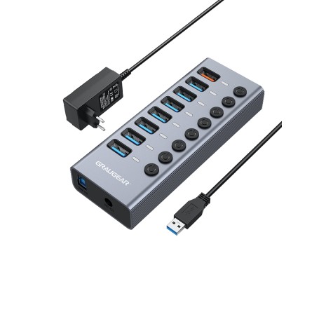 GRAUGEAR G-HUB71-A hub di interfaccia USB 3.2 Gen 1 (3.1 Gen 1) Type-A 5000 Mbit/s