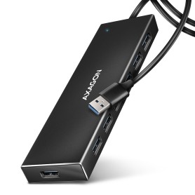 Axagon HUE-F7A 7x USB 3.2 Gen 1 ALU FLAT hub micro power IN 1m USB-A USB 3.2 Gen 1 (3.1 Gen 1) Type-A 5000 Mbit/s Nero