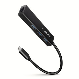 Axagon HMC-GL3A USB-C-Hub 3x USB-A Gbit-LAN schwarz Cablato USB 3.2 Gen 1 (3.1 Gen 1) Type-C Nero