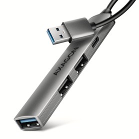 Axagon HUB USB HUE-STA, 4x USB ALU STRIP hub, 1x USB-A 5Gbps, 2x USB-A & 1x USB-C 480Mbps, kabel USB-A 12cm USB 3.2 Gen 1 (3.1 G