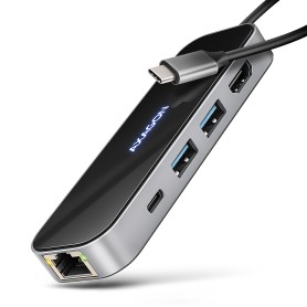 Axagon HMC-6GLN replicatore di porte e docking station per laptop Cablato USB 3.2 Gen 1 (3.1 Gen 1) Type-C Nero
