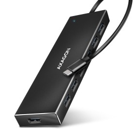 Axagon HUE-F7C 7x USB 3.2 Gen 1 ALU FLAT hub micro power IN 30cm USB-C USB 3.2 Gen 1 (3.1 Gen 1) Type-A 5000 Mbit/s Nero