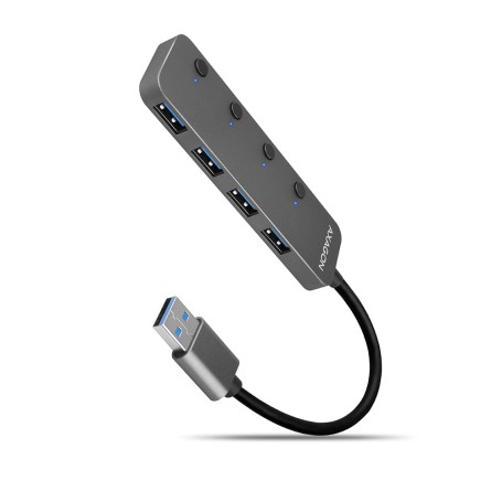 Axagon HUE-MSA Superspeed USB-A Switch Hub 4x USB 3.0 aktiv - 20cm schwarz USB 3.2 Gen 1 (3.1 Gen 1) Type-A 5000 Mbit/s Grigio