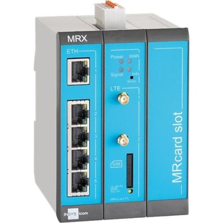 INSYS icom MRX3 LTE modularer LTE-Router VPN LTE/HSPA/UMTS/EDGE/GPRS 5xEthernet 10/100BT 2xdig.Ein MRcard-Slots 1xfrei (10023438