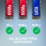 Axagon ADM2-AM USB-A 10Gbps - M.2 NVMe & SATA SSD adaptér, kabelis USB-A 10cm Box esterno SSD Nero