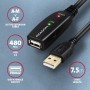 Axagon ADR-207 cavo USB USB 2.0 7,5 m USB A Nero