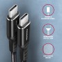 Axagon Data and charging USB 2.0 cable 1.5 m long. PD 60W, 3A. Black braided. cavo USB 1,5 m USB C Nero (BUCM-CM15AB)