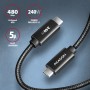 Axagon BUCM2-CM15AB Ladekabel USB-C zu USB-C 2.0, 1,5 m, PD 240 W 5 A, ALU - Schwarz - 1,5 Meter langes USB-C zu USB-C Kabel cav