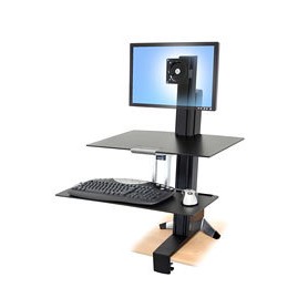 Ergotron WorkFit-S, Single LD with Worksurface+ Nero Pannello piatto Supporto multimediale (33-350-200)