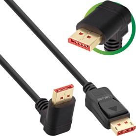 InLine Cavo DisplayPort 1.4, 8K4K, angolato verso l'alto, nero/oro, 3m (17153O)