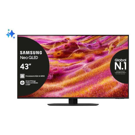 Samsung Neo QLED AI TV 43" QE43QN90FATXZT 4K Mini LED, Processore NQ4 AI Gen3, 4K AI Upscaling Pro, Motion Xcelerator 165Hz, Neo