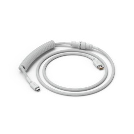 Glorious Gaming USB 2.0 cable 4.5ft total length 6 coiled section USB-C to USB-A adaptor 5-pin aviator connector Double-braided  (GLO-CBL-COIL-WHITE)