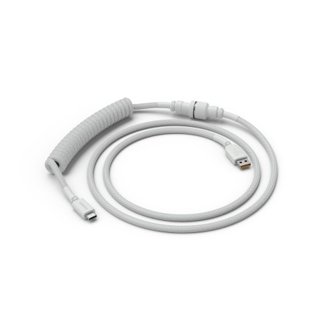 Glorious Gaming USB 2.0 cable 4.5ft total length 6 coiled section USB-C to USB-A adaptor 5-pin aviator connector Double-braided  (GLO-CBL-COIL-WHITE)