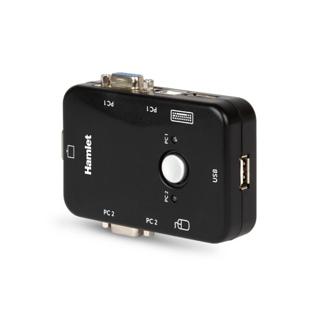 Hamlet KVM Smart Control Switch a 3 porte usb con 2 set di cavi KVM inclusi (HNKVM3U)