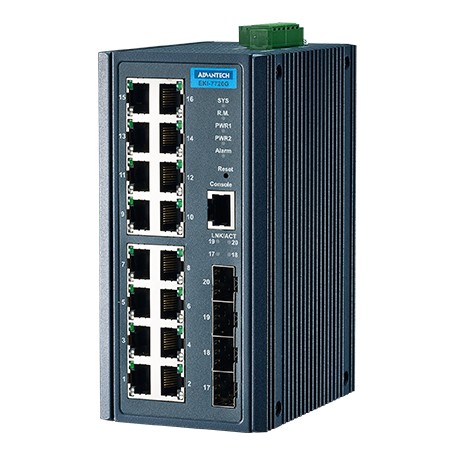 Advantech EKI-7720G-4F-AE Non gestito Gigabit Ethernet (10/100/1000) Nero (EKI-7720G-4FPI-AE)