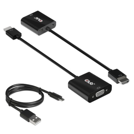 CLUB3D CAC-1302 cavo e adattatore video 0,5 m HDMI tipo A (Standard) VGA (D-Sub) Nero (CAC-1302)