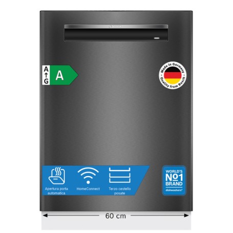 Bosch SMP4ECC72S Serie 4 Lavastoviglie da incasso sottopiano 14 coperti Acciaio nero spazzolato anti-impronta Classe A