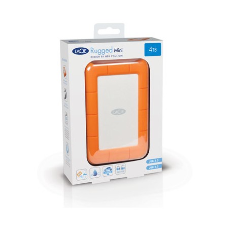 LaCie Rugged Mini disco rigido esterno 2000 GB Arancione, Argento (9000298) (LAC9000298)