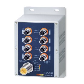 PLANET IP67-rated Industrial 8-Port Non gestito Supporto Power over Ethernet (PoE) Blu, Grigio (ISW-808PT-M12)