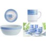 Esmeyer Arcoroc Kaffee-Untertasse BRUSH, 140 mm, blau/weiß aus Hartglas, spülmaschinengeeignet, Durchmesser: 140 mm - 6 Stück (415-002)