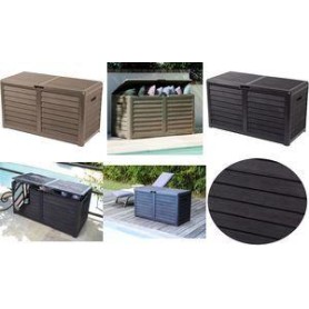 EDA Gartenbox BAYA, 420 Liter, in Holzoptik, braun Outdoor Box mit UV-Schutz, Vorrichtung zum Verschließen, - 1 Stück (010290  (010290 BR.T CX1)