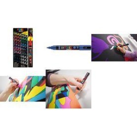 POSCA Pigmentmarker PC-5BR BRUSH, 60er Display halbflexible Schaumstoffspitze, Strichstärke: 1,0 - 4 mm, - 1 Stück (CDU POSCA  (CDU POSCA 01)