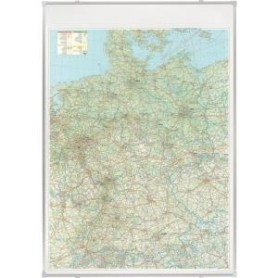 FRANKEN Deutschland Straßenkarte, magnethaftend beschreibbar, Rahmen aus Aluminium - 12 mm, Kunststoffecken (KA300D)