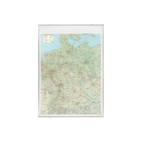 FRANKEN Deutschland Straßenkarte, magnethaftend beschreibbar, Rahmen aus Aluminium - 12 mm, Kunststoffecken (KA300D)