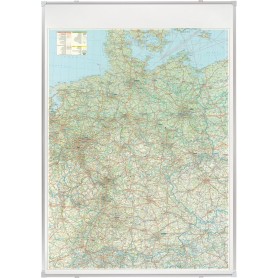 FRANKEN Deutschland Straßenkarte, beschreibbar und pinnbar beschreibbar, Rahmen aus Aluminium - 12 mm, Kunststoffecken (KA301P)
