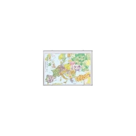 FRANKEN Europakarte, magnethaftend (B)1.400 x (H)1.000 mm beschreibbar, Rahmen aus Aluminium - 12 mm, Kunststoffecken (KA650M)