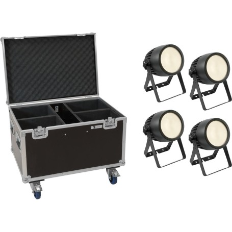 EUROLITE Set 4x LED Theatre COB 200 WW + Case mit Rollen (20000874)