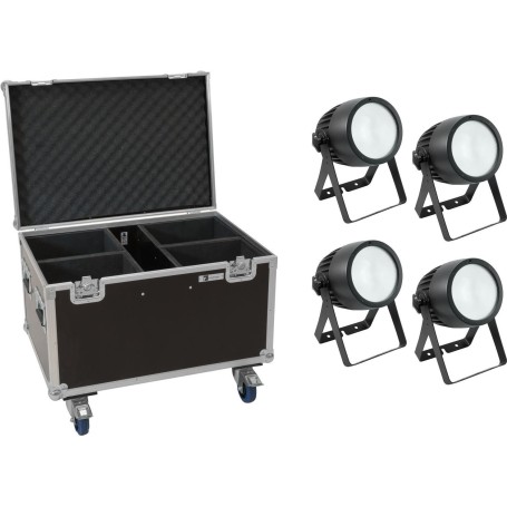 EUROLITE Set 4x LED Theatre COB 200 WW/CW + Case mit Rollen (20000875)